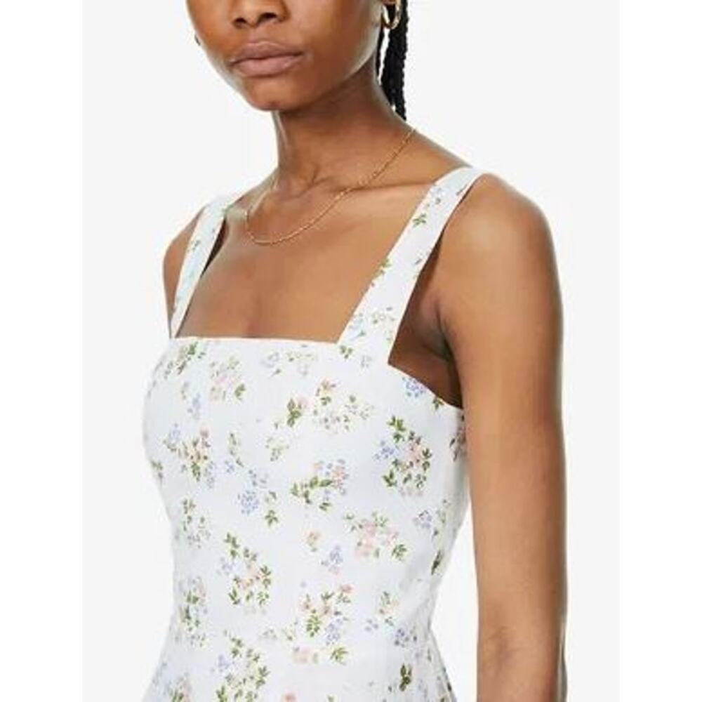 NEW Reformation Brigitte Floral Print Sheath Mini Dress 100% Linen White Size 0 - Picture 5 of 8